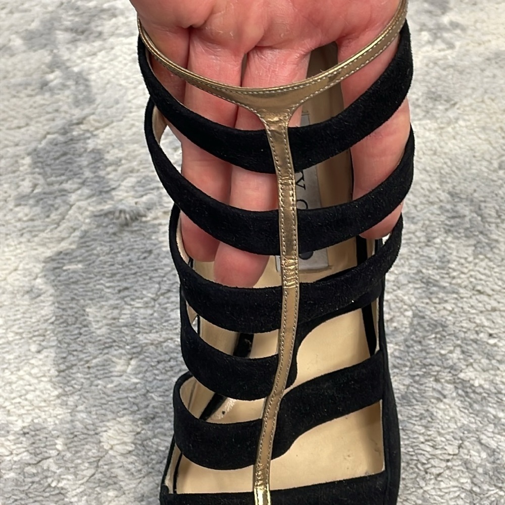 SOLD - Jimmy Choo Fathom Strappy Cage Bootie Heels Gladiator Black Sz 37 - Picture 14 of 16